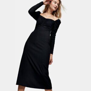 Topshop Women's Ribbed Ruched Jersey Midi Dress 8